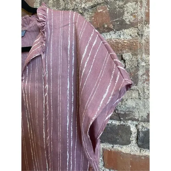 Arianna by Howard’s NWT Pink Mauve White Lines Drop Shoulder Blouse Top Women’s - Picture 5 of 8